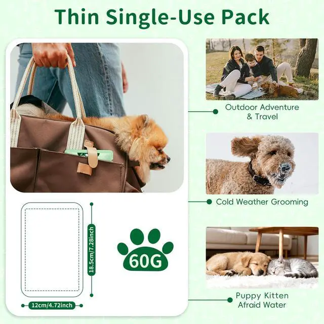 Alt view image 3 of 7 - Pet Grooming Glove Wipes for Dogs & Cats, 60g, 6 Pcs | Hypoallergenic, Deodorizing Cleansing, Coconut Oil & Botanical Extracts, Daily & Outdoor Care, Portable and Lightweight
