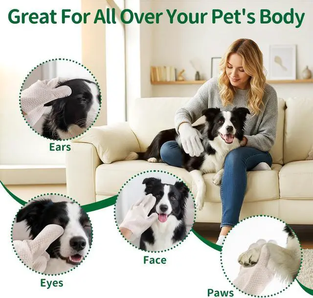 Alt view image 6 of 7 - Pet Grooming Glove Wipes for Dogs & Cats, 60g, 6 Pcs | Hypoallergenic, Deodorizing Cleansing, Coconut Oil & Botanical Extracts, Daily & Outdoor Care, Portable and Lightweight