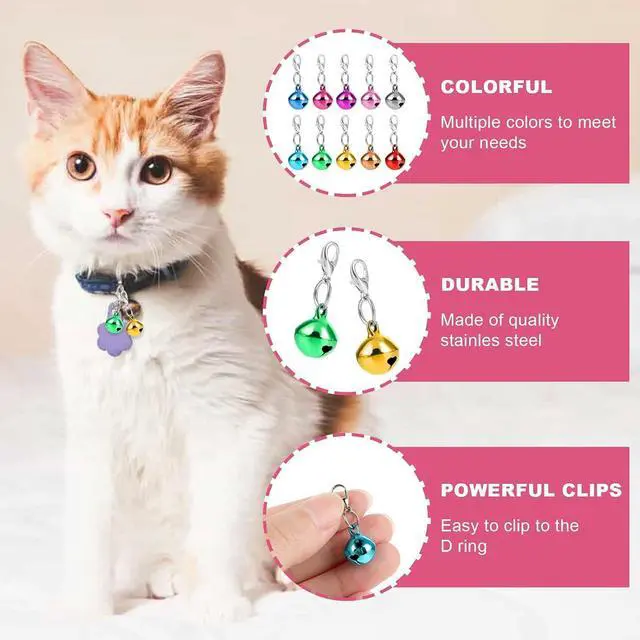 Alt view image 3 of 7 - 10 pcs Pet Bells for Dog Cat Collar, Metal Round Collar Charms Loud Crisp Sound with Clasps, Kitten Small Animal Pendant Accessories, Christmas Decoration Jingle Bell(Colourful)