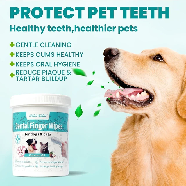 Alt view image 2 of 7 - Dental Care Finger Wipes 60 Counts,Teeth Cleaning Finger Wipes for Dogs & Cats,Reduces Plaque & Supports Oral Freshness, Coconut Scent