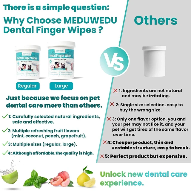 Alt view image 7 of 7 - Dental Care Finger Wipes 60 Counts,Teeth Cleaning Finger Wipes for Dogs & Cats,Reduces Plaque & Supports Oral Freshness, Coconut Scent