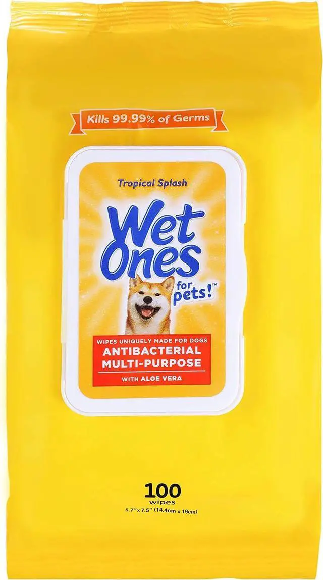 Main image of Wet Ones for Pets Multipurpose Dog Wipes, Tropical Splash, 100 Count | Wet-lock seal keeps wipes moist for dog paws and all-over use