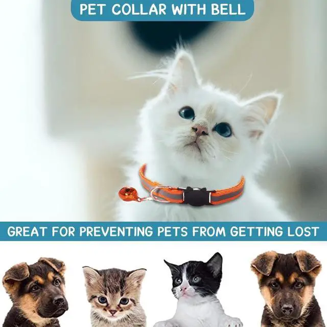 Alt view image 4 of 5 - 6-Pack Reflective Cat Collars with Bell Breakaway Safety Nylon Kitten Collars, Adjustable Pet Collars with Charming Bells, Mixed Colors in one Package.