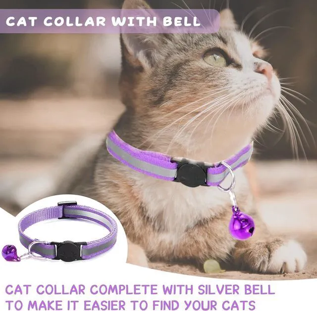 Alt view image 5 of 5 - 6-Pack Reflective Cat Collars with Bell Breakaway Safety Nylon Kitten Collars, Adjustable Pet Collars with Charming Bells, Mixed Colors in one Package.