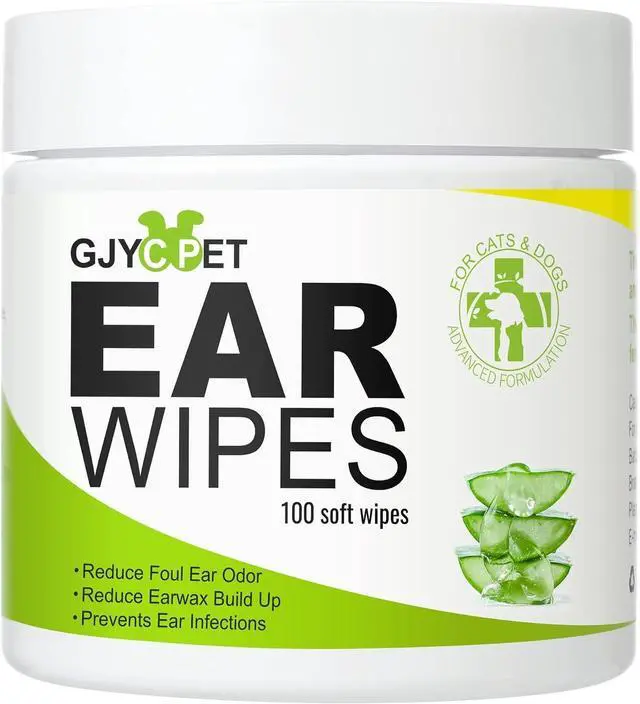 Main image of Dog Ear Wipes - Cat Dog Ear Cleaner, Puppy Ear Wipes Wash Cleaner for Dogs Cats - 100 Wipes for Dog Cat Ear Cleaning, Remove Ear Wax Dirt Debris for Dogs Cats Ear Infection Treatment Wipes