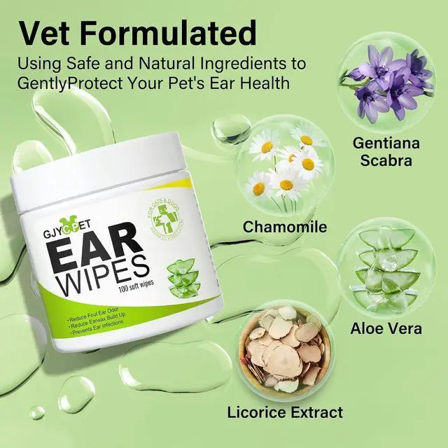 Alt view image 3 of 7 - Dog Ear Wipes - Cat Dog Ear Cleaner, Puppy Ear Wipes Wash Cleaner for Dogs Cats - 100 Wipes for Dog Cat Ear Cleaning, Remove Ear Wax Dirt Debris for Dogs Cats Ear Infection Treatment Wipes