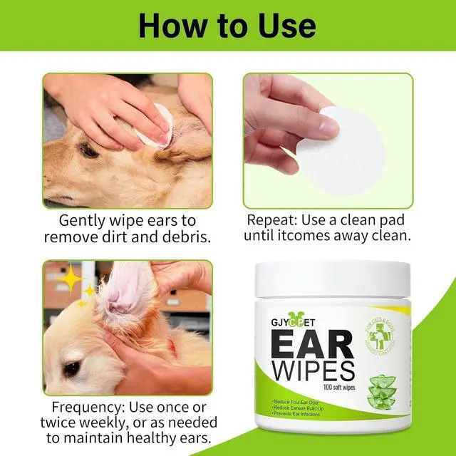 Alt view image 7 of 7 - Dog Ear Wipes - Cat Dog Ear Cleaner, Puppy Ear Wipes Wash Cleaner for Dogs Cats - 100 Wipes for Dog Cat Ear Cleaning, Remove Ear Wax Dirt Debris for Dogs Cats Ear Infection Treatment Wipes