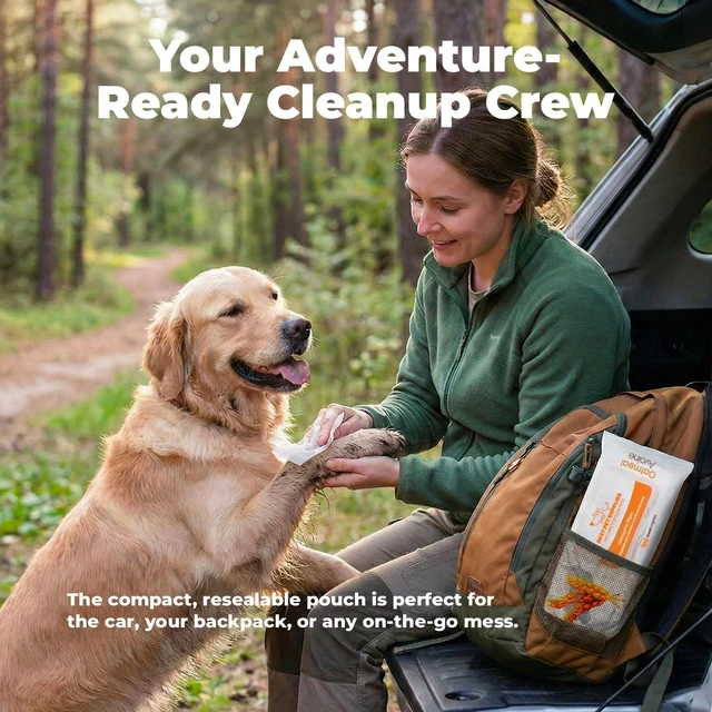 Alt view image 8 of 8 - Best Pet Supplies Cleaning Dog Wipes - Soothing Oatmeal, 100 Count | Unscented, Large 8"x9", Vitamin E, Puppy & Cat Safe, Gentle Grooming, Resealable Pouch Prevents Drying