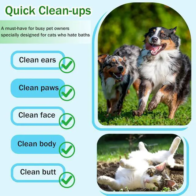 Alt view image 3 of 5 - Dog Wipes & Cleaning Gloves 2-in-1 for Dogs and Cats, Extra-Thick Pet Wipes with Coconut Oil for Lick-Safe Paws, Eyes, Ears & Body, Rinse-Free Waterless Bath for Deodorizing&Cleansing, 6 PCS