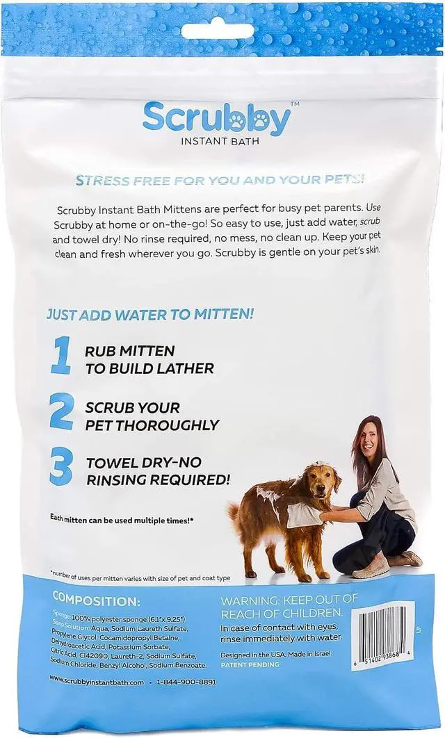 Alt view image 9 of 14 - ScrubbyPet No Rinse Pet Wipes- Use Pet Bathing, Pet Grooming Pet Washing, Simple to Use,Just Lather, Wipe, Dry. Excellent Sensitive Skin. The Ideal Pet Wipes Bathing Your Pet Dog Cat.
