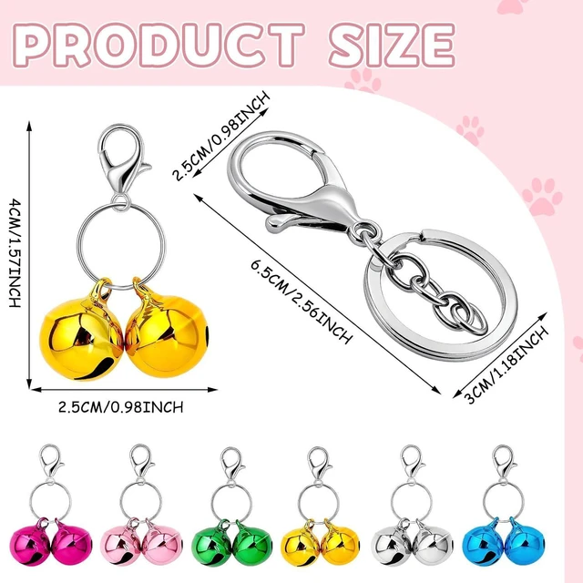 Alt view image 2 of 7 - 6 Pack Pet Bells for Dog Cat Collars, with Metal Keychain Clip | Metal Bells with Keyring Clips, Colorful Loud Double Pet Collar Bells, for Dog Cat Small Pets Collar Safety Tracking