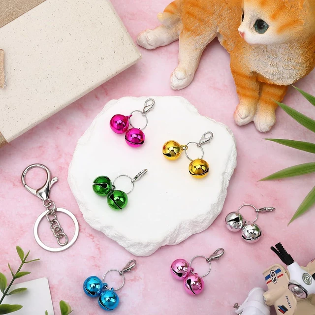 Alt view image 4 of 7 - 6 Pack Pet Bells for Dog Cat Collars, with Metal Keychain Clip | Metal Bells with Keyring Clips, Colorful Loud Double Pet Collar Bells, for Dog Cat Small Pets Collar Safety Tracking