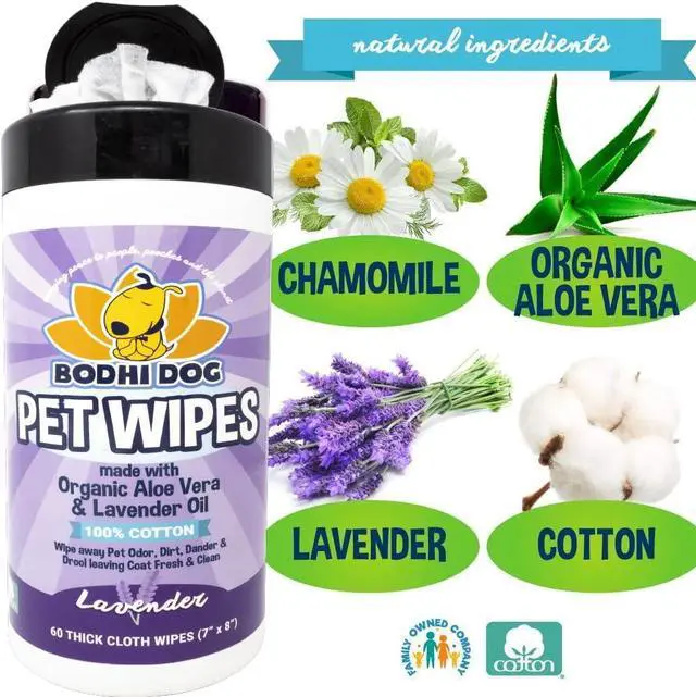 Alt view image 4 of 6 - Pet Wipes - Grooming, Cleaning and Deodorizing Wipes for Dogs & Cats - No Parabens or SLS - Large, Thick, Wet Wipes - Wipe Away Pet Odors & Refreshes Coat - Lavender Scent (60 Count)