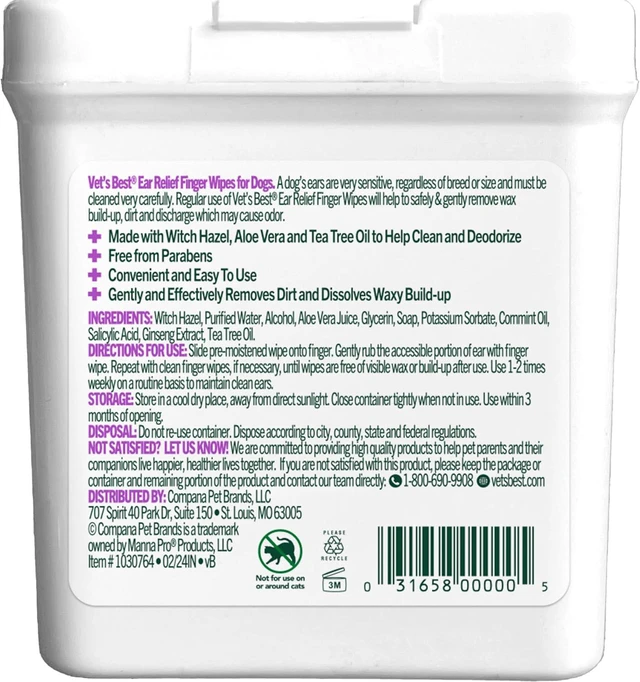 Alt view image 2 of 7 - Ear Relief Finger Wipes | Ear Cleansing Finger Wipes for Dogs | Sooths & Deodorizes | 50 Disposable Wipes | Ear Cleansing Finger Wipes, Helps Clean, Deodorize & Refresh Ears, Gentle Disposable Wipes f