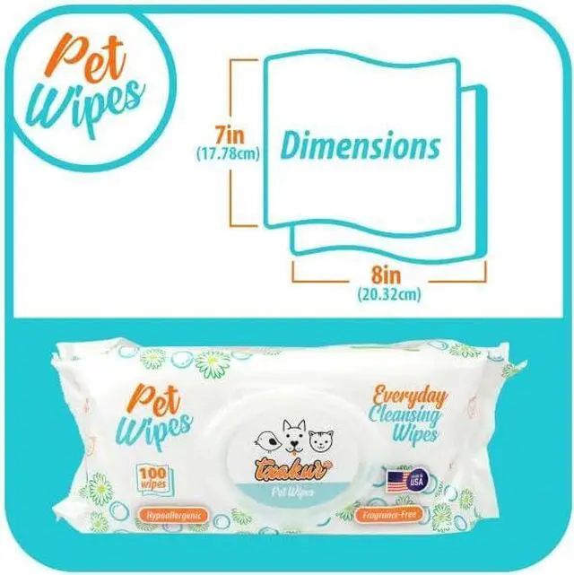 Main image of pet Wipes for Dogs and Cats Hypoallergenic Natural Products for Cleansing from Nose to Tail 100 Count 8x7in Wipes Perfect for Grooming and Cleaning Made in the USA Fragance-Free