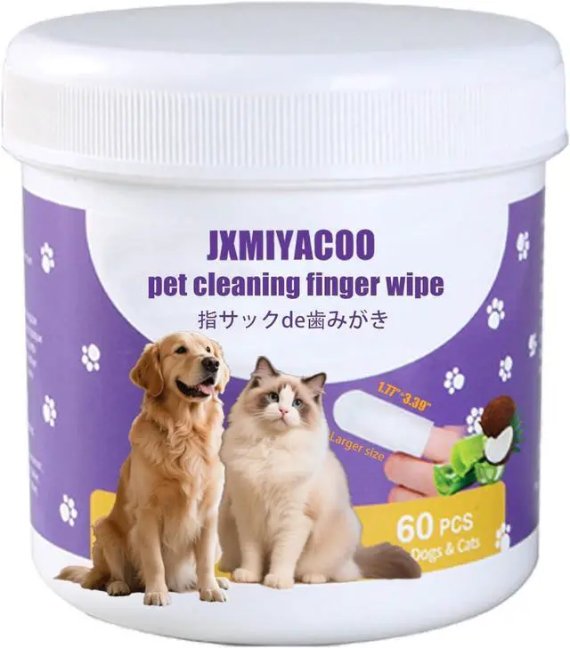Main image of Pet Dental & Body Wipes for Dogs & Cats Chamomile & Coconut Oil Formula Freshens Breath, Cleans Paws & Tear Stains 60pcs 270g No-Rinse Finger Wipes