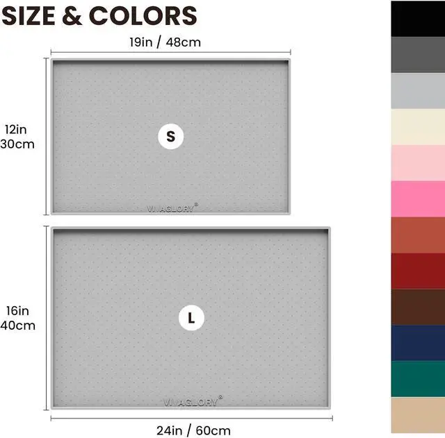 Alt view image 5 of 7 - Pet Food Mat Grippymat Dog Bowl Mat, 19" L x 12" W, Light Grey | Placemat with Raised Edge for Indoor, Waterproof Silicone for Cat Kitty & Puppy