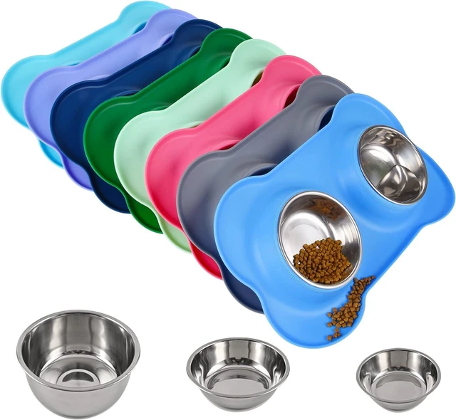 Main image of Dog Bowls 2 Stainless Steel Bowl for Pet Water and Food Feeder with Non Spill Skid Resistant Silicone Mat for Pets Puppy Small Medium Cats Dogs