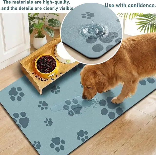 Alt view image 6 of 7 - Pet Feeding Mat Dog Cat Food Mat Absorbent No Stains Quick Dry Rubber Bottom Anti-Slip Water Bowl Mats Easy to Clean for Indoor Pet Placemats Water Dispenser Mat