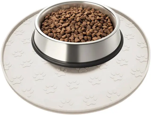 Main image of Pet Feeding Mat, Waterproof, Raised Edges to Prevent Spills, Easy Clean in Dishwasher, Dogs and Cats Placemat Tray to Stop Food and Water Bowl Messes on Floor(1Pack Beige)