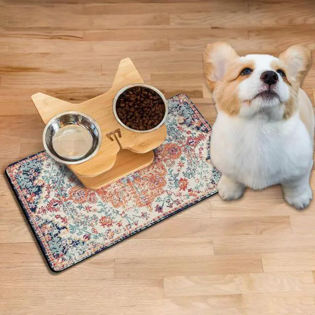 Alt view image 2 of 7 - Absorbent Pet Dog Bowl Mat for Food and Water, Pet Cat Food Feeding Mat with Non Slip Rubber Backing, Dog Food Mats for Floors Waterproof, 12"x20"