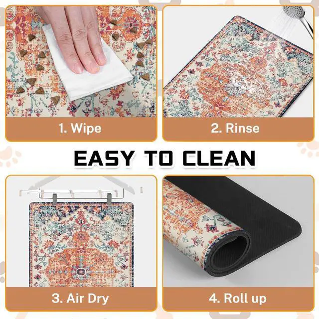 Alt view image 6 of 7 - Absorbent Pet Dog Bowl Mat for Food and Water, Pet Cat Food Feeding Mat with Non Slip Rubber Backing, Dog Food Mats for Floors Waterproof, 12"x20"