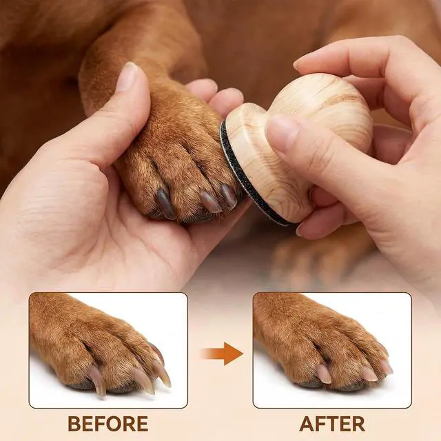 Alt view image 5 of 7 - 1 PCS Dog Nail File Board, Cat Nail File Wooden Handicraft with 6 Replaceable Sandpaper Pads, Stress-Free Grooming Tool for Dogs & Cats, Portable Pet Claw Care (Natural Wood)