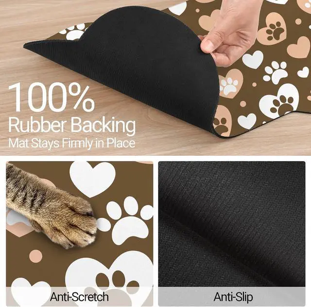 Alt view image 4 of 7 - Bone Shaped Dog Food Mat, Absorbent Waterproof Non-Slip Pet Cat Bowl Mat for Food & Water Pet Supplies Brown 19"*12"