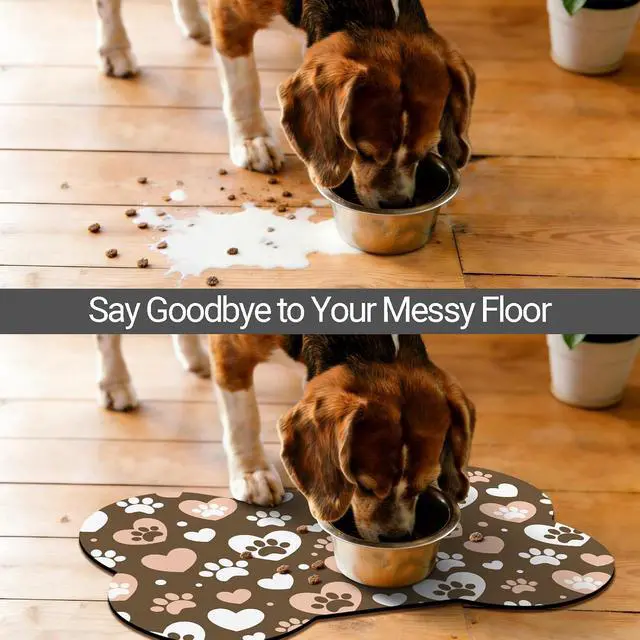 Alt view image 3 of 7 - Bone Shaped Dog Food Mat, Absorbent Waterproof Non-Slip Pet Cat Bowl Mat for Food & Water Pet Supplies Brown 19"*12"
