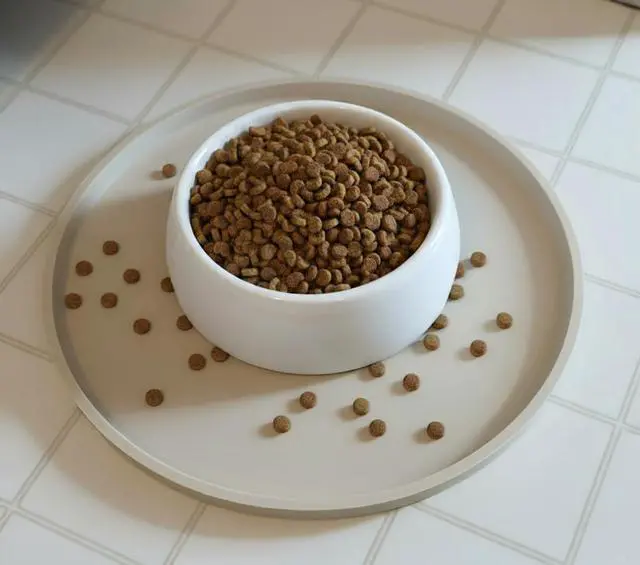 Alt view image 4 of 7 - Dog Food Mat, 10in Silicone Pet Food Mat Nonslip Dog Bowl Mat | Round Dog Feeding Mat with Raised Edges Prevent Spills for Floors Waterproof Dog Food Tray Cat Eating Mat, Puppy Cat Supplies