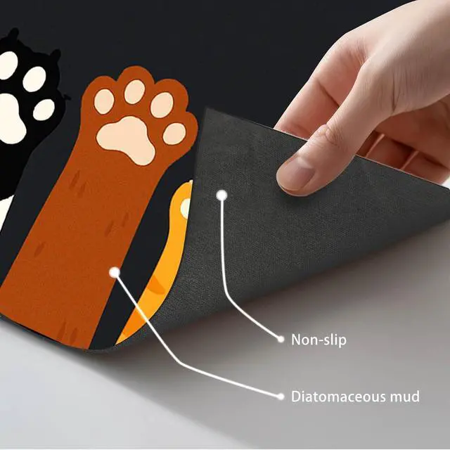 Alt view image 5 of 7 - Pet Food Mat Animal Paw Print Bowl Placemat 20 x 12 Inch | Non Slip Easy Clean Pet Bowl Mat Food Bowl Floor Mat for Kitchen Floor Feeding Station and Home Animal Paw Print