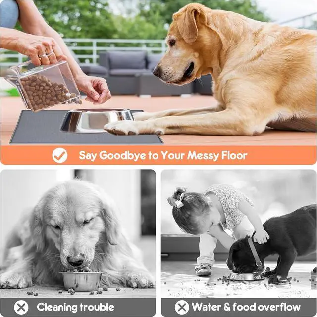 Alt view image 5 of 7 - Dog Cat Food Mat for Food and Water Silicone Pet Feeding Mat Water Bowl Dish Mats for Floors Waterproof Nonslip Placemat Tray to Stop Messes on Floor