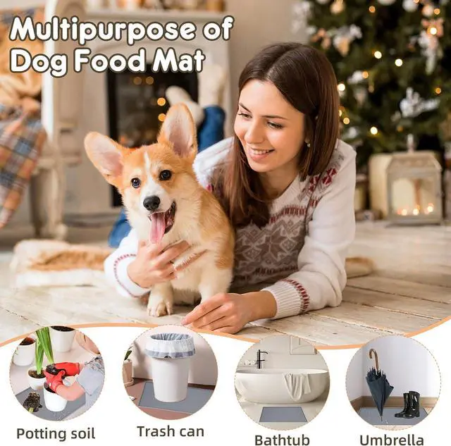 Alt view image 7 of 7 - Dog Cat Food Mat for Food and Water Silicone Pet Feeding Mat Water Bowl Dish Mats for Floors Waterproof Nonslip Placemat Tray to Stop Messes on Floor