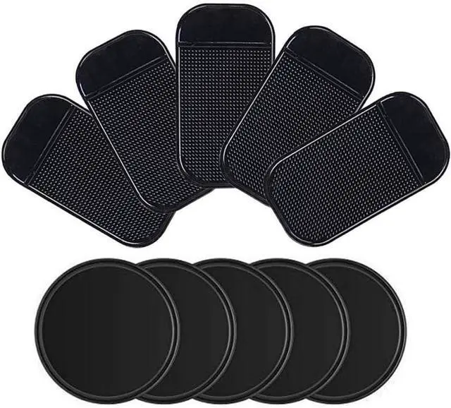 Main image of 10pack Removable Sticky Gel Pads, Multi Function Anti-Slip Mat | Stick to Car Dashboard Glass Mirrors Metal Tile Wall Kitchen Cell Phone Stand Recipe Holder Non-Slip Rug Pet Bowl Mat Pad