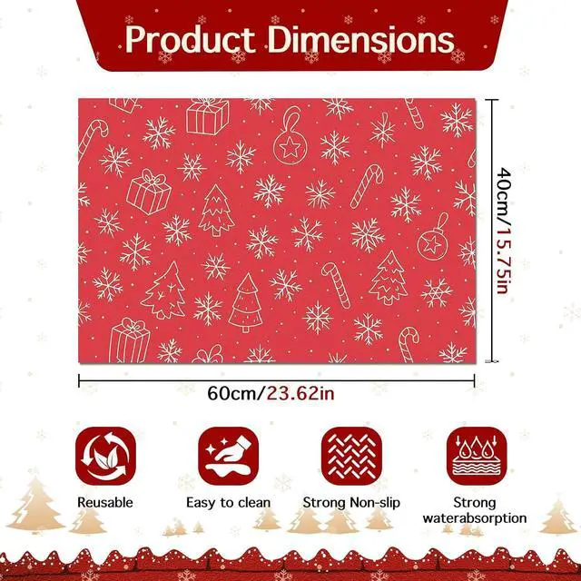Alt view image 6 of 7 - Pet Food Mat Christmas Holiday Feeding Pad 24 x 16 Inch | Pet Bowl Mat Food and Water Placemat for Small Pets Indoor Area Pet Station and Dining Space Christmas Holiday