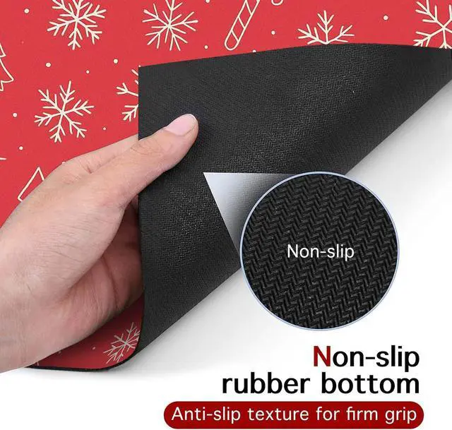 Alt view image 7 of 7 - Pet Food Mat Christmas Holiday Feeding Pad 24 x 16 Inch | Pet Bowl Mat Food and Water Placemat for Small Pets Indoor Area Pet Station and Dining Space Christmas Holiday