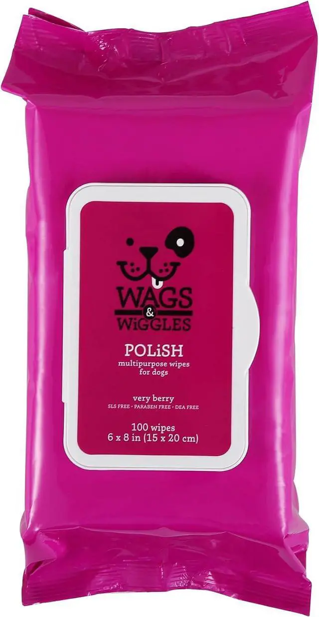 Main image of Polish Multipurpose Dog Wipes, Very Berry Scent, 100 Count | Waterless cloths, no SLS parabens or DEA, very berry scent, paws face and body