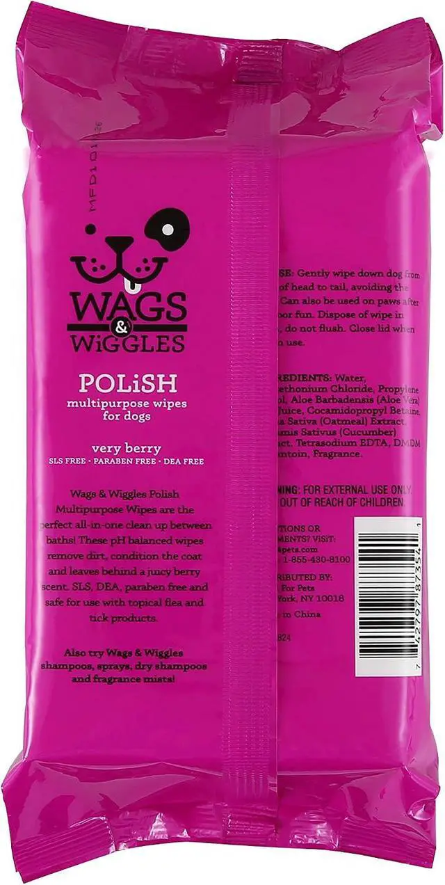 Alt view image 4 of 5 - Polish Multipurpose Dog Wipes, Very Berry Scent, 100 Count | Waterless cloths, no SLS parabens or DEA, very berry scent, paws face and body