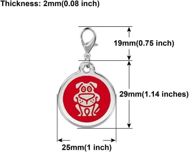 Alt view image 5 of 7 - Personalized Funky Dog Design Pet ID Tags with Quick Tag Clip - Puppy Name tag, Happy Dogs ID tag, Laser Engraved pet Tags, Custom pet Name tag (Dog-Round-Small: Pink)