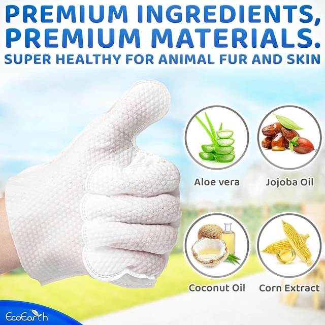 Alt view image 3 of 7 - Premium Pet Wipes for Dogs & Cats - 6 Pcs - Disposable Washing Gloves for Bath & Grooming - Clean & Dry Paws, Fur, Face, Ears, Butt & Body - Hypoallergenic, Lick-Safe & Waterless Cleaning Gloves