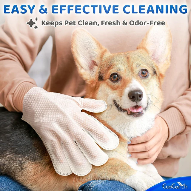 Alt view image 2 of 7 - Premium Pet Wipes for Dogs & Cats - 6 Pcs - Disposable Washing Gloves for Bath & Grooming - Clean & Dry Paws, Fur, Face, Ears, Butt & Body - Hypoallergenic, Lick-Safe & Waterless Cleaning Gloves