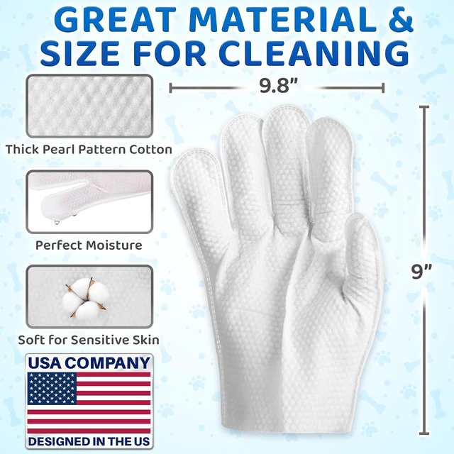 Alt view image 6 of 7 - Premium Pet Wipes for Dogs & Cats - 6 Pcs - Disposable Washing Gloves for Bath & Grooming - Clean & Dry Paws, Fur, Face, Ears, Butt & Body - Hypoallergenic, Lick-Safe & Waterless Cleaning Gloves