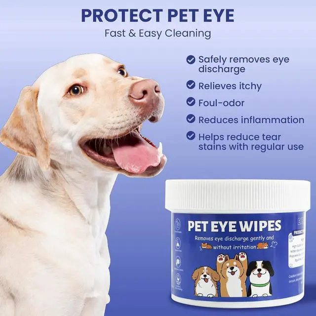 Alt view image 2 of 7 - Dog Eye Wipes 100 Counts, Gently Clean Eye Wipes for Dogs & Cats | Textured pet eye wipes gently remove tear stains, eye discharge, and debris while keeping eyes clean for dogs and cats