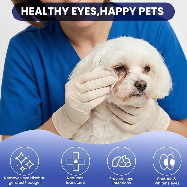Alt view image 7 of 7 - Dog Eye Wipes 100 Counts, Gently Clean Eye Wipes for Dogs & Cats | Textured pet eye wipes gently remove tear stains, eye discharge, and debris while keeping eyes clean for dogs and cats