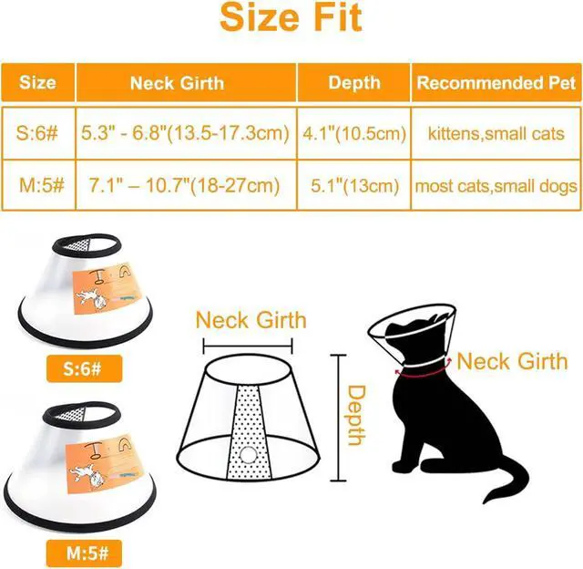 Alt view image 2 of 7 - 2 Pack Cat Cones to Stop Licking, Cat E Collar Pet Cone for Cats After Surgery, Pet Elizabethan Collar Dog Head Cone Recovery Cone for Most Cats & Small Dogs (Size M, 5#)