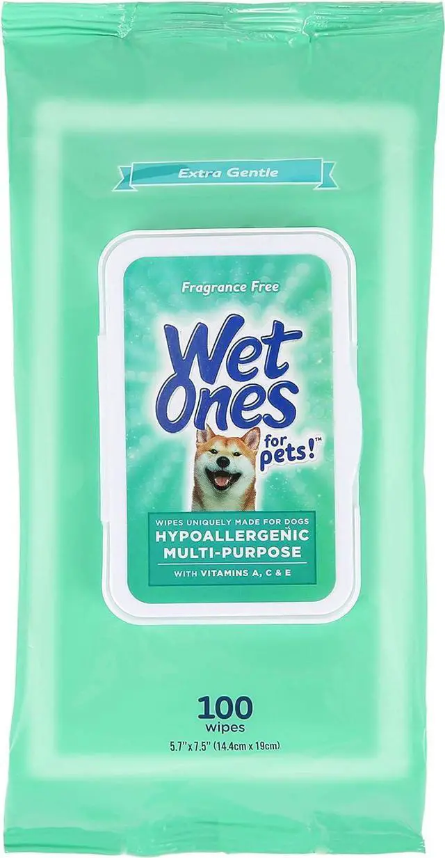 Main image of Wet Ones for Pets Hypoallergenic Multipurpose Dog Wipes with Vitamins A, C and E - Fragrance-Free Dog Grooming Wipes with Vitamins, Wet Lock Seal, 100 Count | A, C, and E nutrients, fragrance-free for
