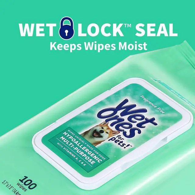 Alt view image 4 of 7 - Wet Ones for Pets Hypoallergenic Multipurpose Dog Wipes with Vitamins A, C and E - Fragrance-Free Dog Grooming Wipes with Vitamins, Wet Lock Seal, 100 Count | A, C, and E nutrients, fragrance-free for