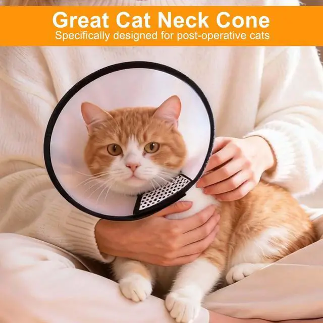 Alt view image 3 of 7 - 2 Pack Cat Cones to Stop Licking, Cat E Collar Pet Cone for Cats After Surgery, Pet Elizabethan Collar Dog Head Cone Recovery Cone for Most Cats & Small Dogs (Size M, 5#)