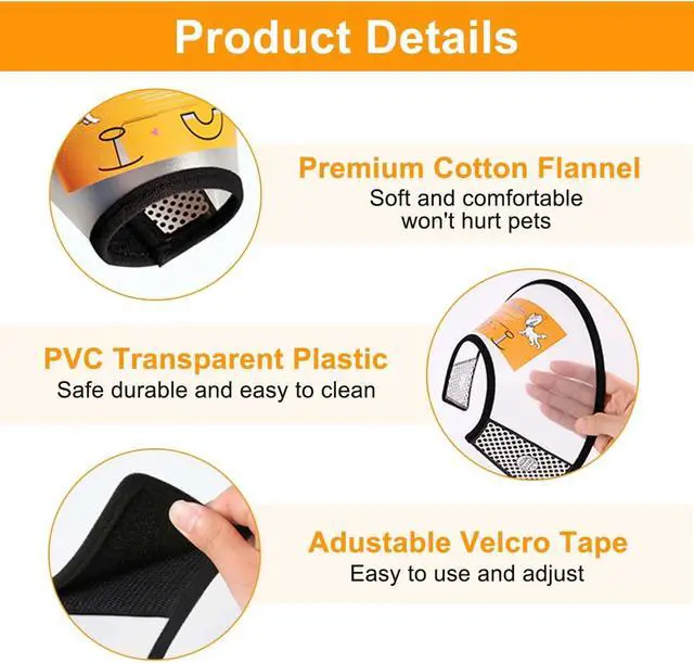 Alt view image 4 of 7 - 2 Pack Cat Cones to Stop Licking, Cat E Collar Pet Cone for Cats After Surgery, Pet Elizabethan Collar Dog Head Cone Recovery Cone for Most Cats & Small Dogs (Size M, 5#)