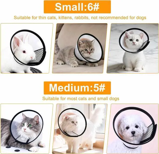 Alt view image 7 of 7 - 2 Pack Cat Cones to Stop Licking, Cat E Collar Pet Cone for Cats After Surgery, Pet Elizabethan Collar Dog Head Cone Recovery Cone for Most Cats & Small Dogs (Size M, 5#)